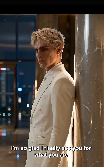 The awakening — the omega in an ivory double-breasted suit, the soft look gone, the decision made in one stare — "I'm so glad I finally see you for what you are" (ep7, subtitles as aired; also the source of his avatar)