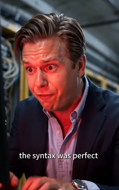 "the syntax was perfect" — red light, red screens, the meltdown line landing mid-crash (ep3, subtitles as aired)