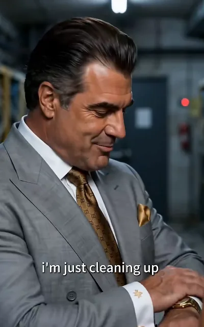 The power player in his light-gray suit — three frames of threats, none of them needing a name (ep4)