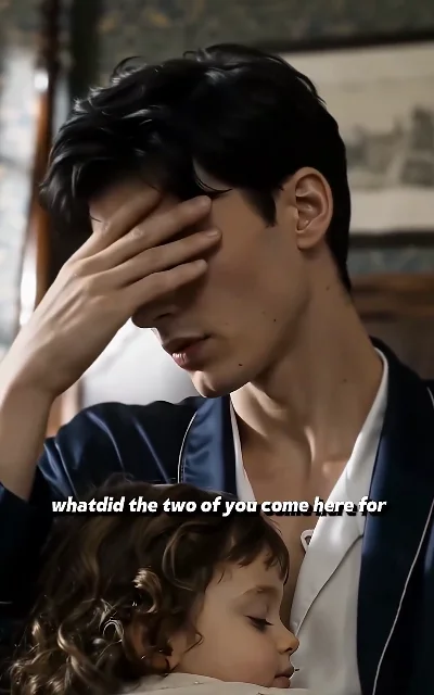 Episode 3 frame: Silas holding a sleeping little girl, 'whatdid the two of you come here for' — subtitles as aired, station truncation preserved