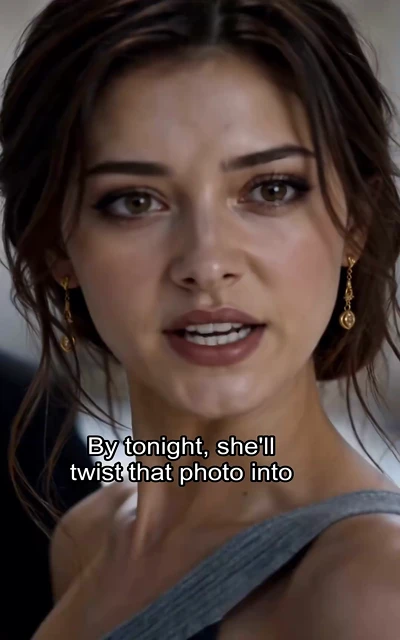 Episode 8 frame: 'By tonight, she'll twist that photo into' — strategic plotting