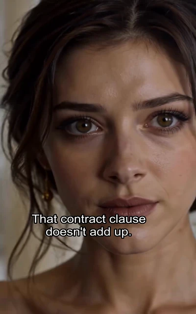Episode 9 frame: 'That contract clause doesn't add up' — intellectual countermove