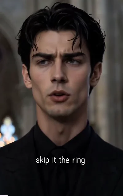 Episode 2 frame: Dante in full black formal attire, gothic church interior — the Mafia King presence anchor