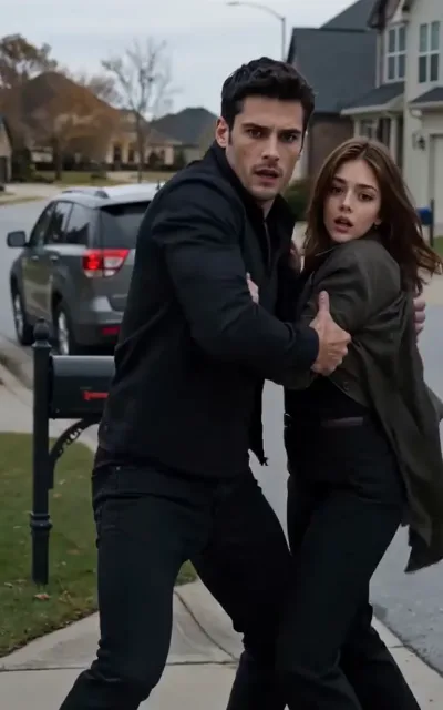 Adrian’s arm in front of Emma — the protector’s stance, stakes without a single thrown punch (ep4)