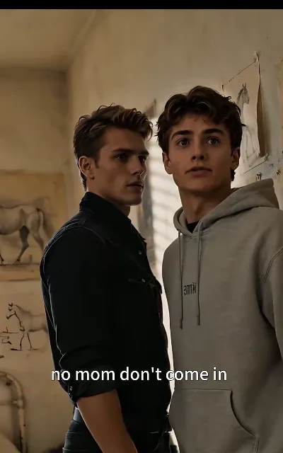 "no mom don't come in" — both leads caught in one room and Noah scrambling at the door, guilty as charged: the free run's comedy centerpiece (ep2, subtitles as aired)