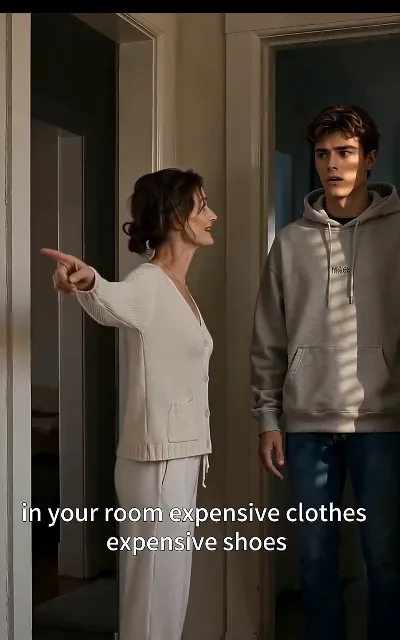 Maggie mid-scolding over expensive clothes and shoes that should not be in her son's room — the family-conflict frame of the free run, recorded as aired with no causal retelling (ep2)