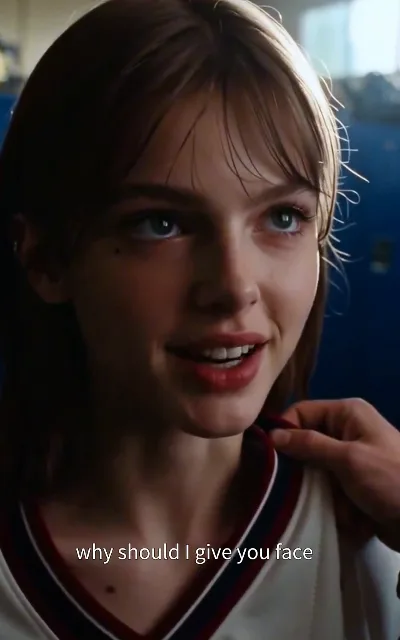 'Why should I give you face' — Zoe's answer: a level stare and a half-smile that dares the bully to try again