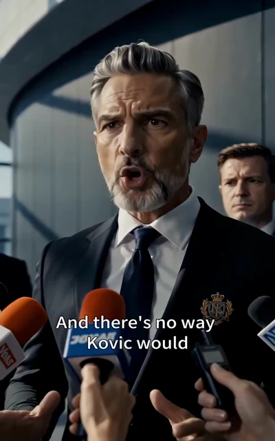 Episode 2 frame: Ković on the field — the station's own caption anchors his name and his secret double life