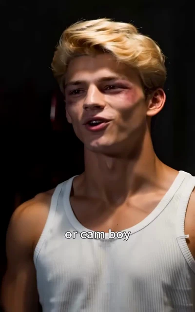Episode 4 frame: the blackmail revelation — "or cam boy" — the secret that binds them together