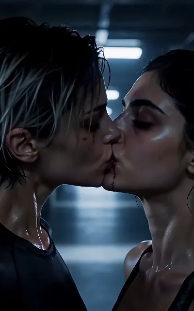 The kiss under the cold tunnel lights — the tension finally breaking, carried with restraint (ep5)