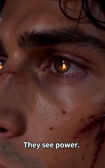 Rurik’s eye in extreme close-up, firelight caught in the iris — "They see power."