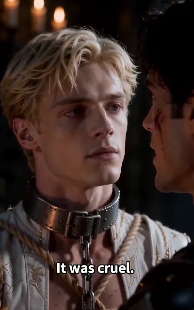 Collar and wound — the captive prince and the bleeding king face to face in the candlelight, "It was cruel."