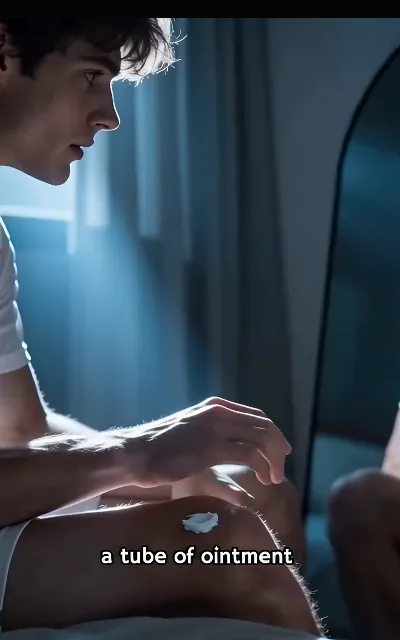 The quiet care — a knee being tended after training, tape and time, the old injury the platform’s own synopsis makes central — "a tube of ointment" (ep3, subtitles as aired)
