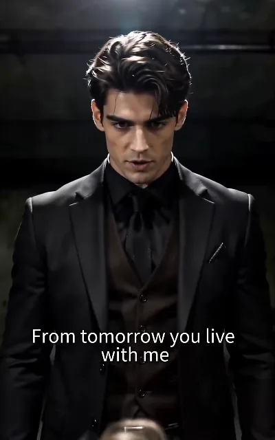 "From tomorrow you live with me." — Dante in his three-piece suit, pocket square and all, sealing Evan's new life at his side: the line the title hangs on, and the source of this page's key art and of his portrait (ep1, subtitles as aired)