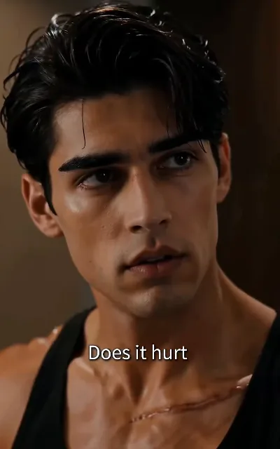 "Does it hurt" — Dante in his black vest, the long surgical scar on his chest, tending the man he was told to break: the care register that keeps the cat-and-mouse off balance (ep2, subtitles as aired)