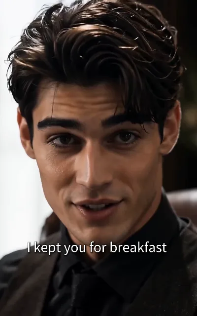 "I kept you for breakfast" — Dante grinning straight at the lens, menace worn as charm: the villain-charm frame of the free run (ep3, subtitles as aired)
