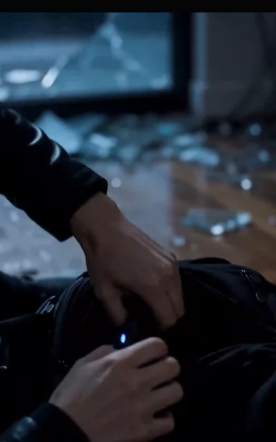 The kit and the broken glass — tactical gear laid out under a shattered pane, the calm before the hunt (ep1)
