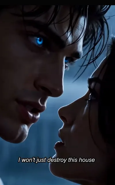 Face to face — the trainer and the wolf-prince a breath apart, the standoff neither will back down from — "I won't just destroy this house" (ep1, subtitles as aired; intimacy-adjacent frame as aired, not amplified)