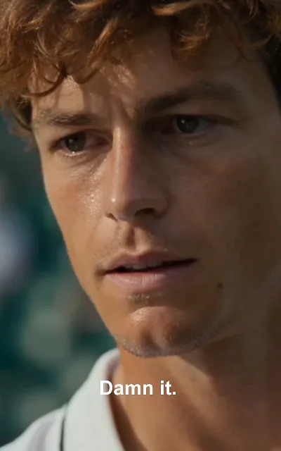 "Damn it." — Jayce close up, sweat-lit and frustrated after a lost point: the temper behind the World No. 1 polish (ep1, subtitles as aired)