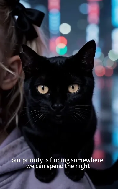 "...our priority is finding somewhere we can spend the night" — the butler-cat sets the agenda